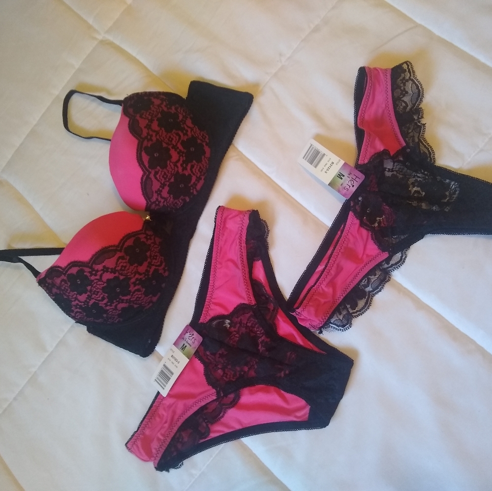Bra and matching matching panties and thong